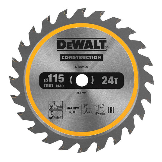 Dewalt 115mm 24T TCT Circular Saw Blade DT20420 - MonkeyTools