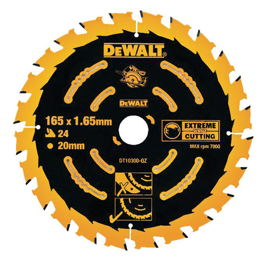 DeWalt 165mm 24T Extreme Framing Circular Saw Blade DT10300-QZ - MonkeyTools
