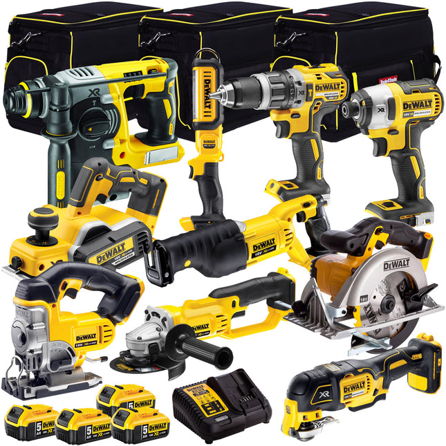 Dewalt 18V 10 Piece Cordless Kit With 4 x 5.0Ah Batteries Charger T4TKIT-7319 - MonkeyTools