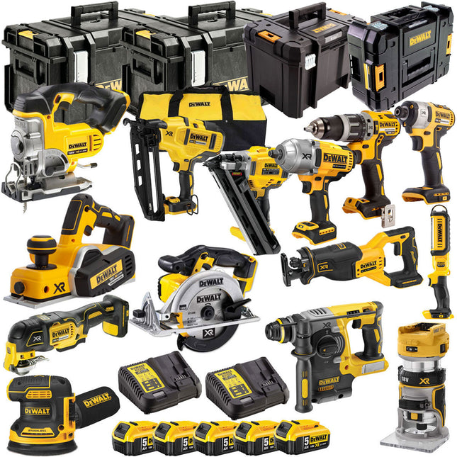 Dewalt 18V 14 Piece Power Tool Kit with 5 x 5.0Ah Batteries DEWKIT14 - MonkeyTools