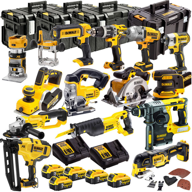 Dewalt 18V 14 Piece Power Tool Kit with 5 x 5.0Ah Batteries T4TKIT-4818 - MonkeyTools