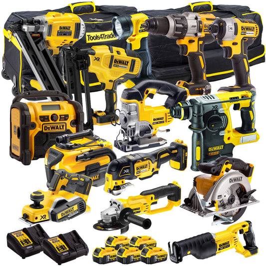 Dewalt 18V 14 Piece Power Tool Kit with 5 x 5.0Ah Batteries T4TKIT-998 - MonkeyTools