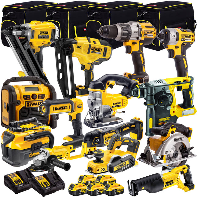 Dewalt 18V 14 Piece Power Tool Kit with 5 x 5.0Ah Batteries T4TKIT-998 - MonkeyTools