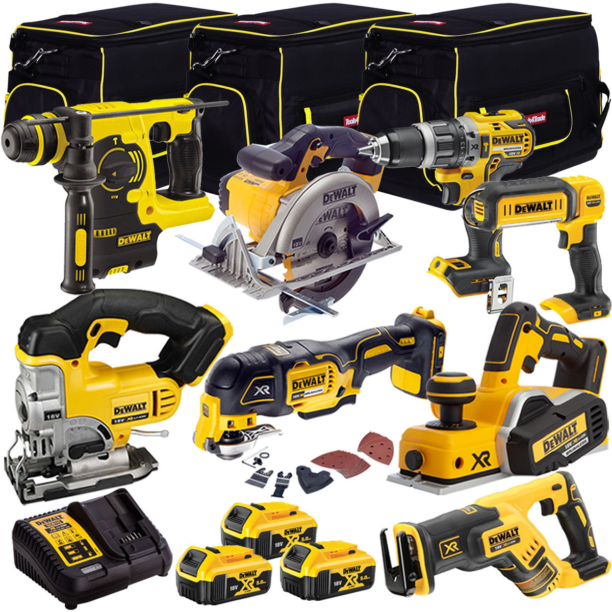 Dewalt 18V 8 Piece Power Tool Kit with 3 x 5.0Ah Batteries T4TKIT-9769 - MonkeyTools