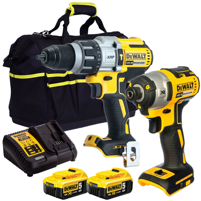 Dewalt 18V Brushless Twin Pack Impact Driver + Combi Drill with 2 x 5.0Ah Battery MTKIT-16180 - MonkeyTools