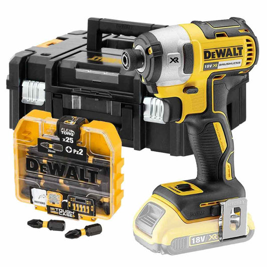 Dewalt DCF887N 18V 3 Speed Brushless Impact Driver with TSTAK II Box & 25 Piece Screwdriver Bit - MonkeyTools