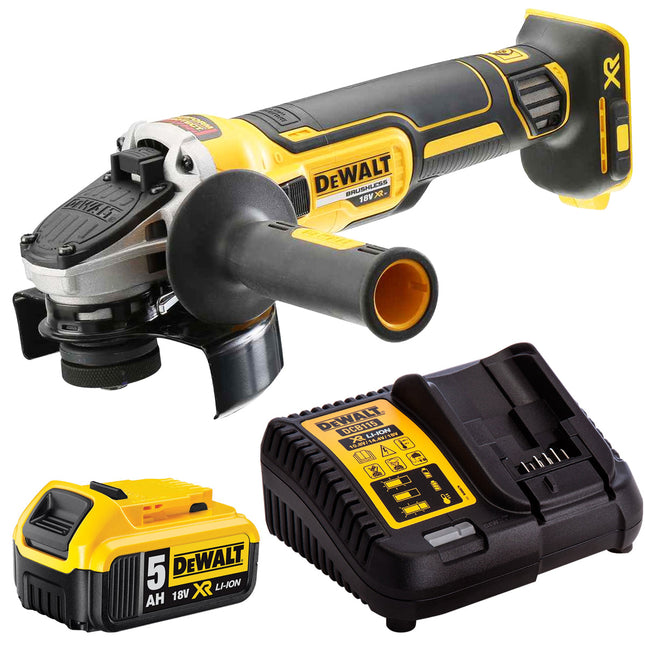 DeWalt DCG405N 18V Brushless 125mm Angle Grinder with 1 x 5.0Ah Battery & Charger - MonkeyTools