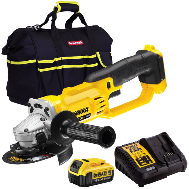 DeWalt DCG412N 18V 125mm Angle Grinder with 1 x 4.0Ah Battery & Charger in Bag - MonkeyTools