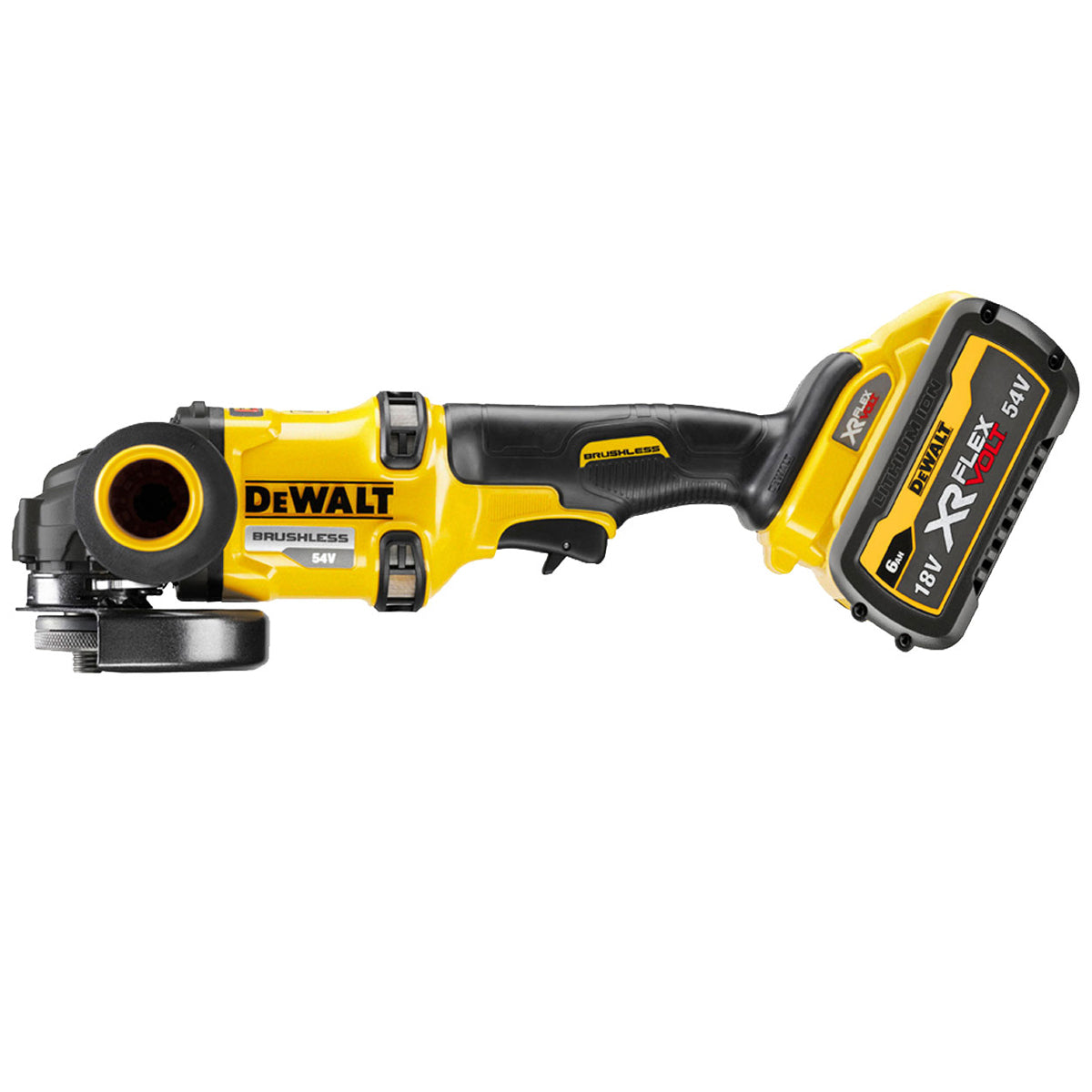 Dewalt DCG418T2-GB 54V XR Flexvolt Brushless 125mm Angle Grinder with 2 x 6.0Ah Batteries Charger & Case - MonkeyTools