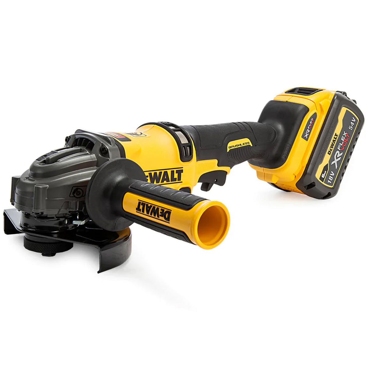 Dewalt DCG418T2-GB 54V XR Flexvolt Brushless 125mm Angle Grinder with 2 x 6.0Ah Batteries Charger & Case - MonkeyTools