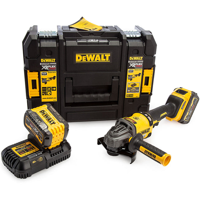 Dewalt DCG418T2-GB 54V XR Flexvolt Brushless 125mm Angle Grinder with 2 x 6.0Ah Batteries Charger & Case - MonkeyTools