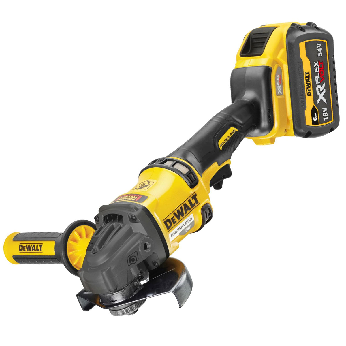 Dewalt DCG418T2-GB 54V XR Flexvolt Brushless 125mm Angle Grinder with 2 x 6.0Ah Batteries Charger & Case - MonkeyTools
