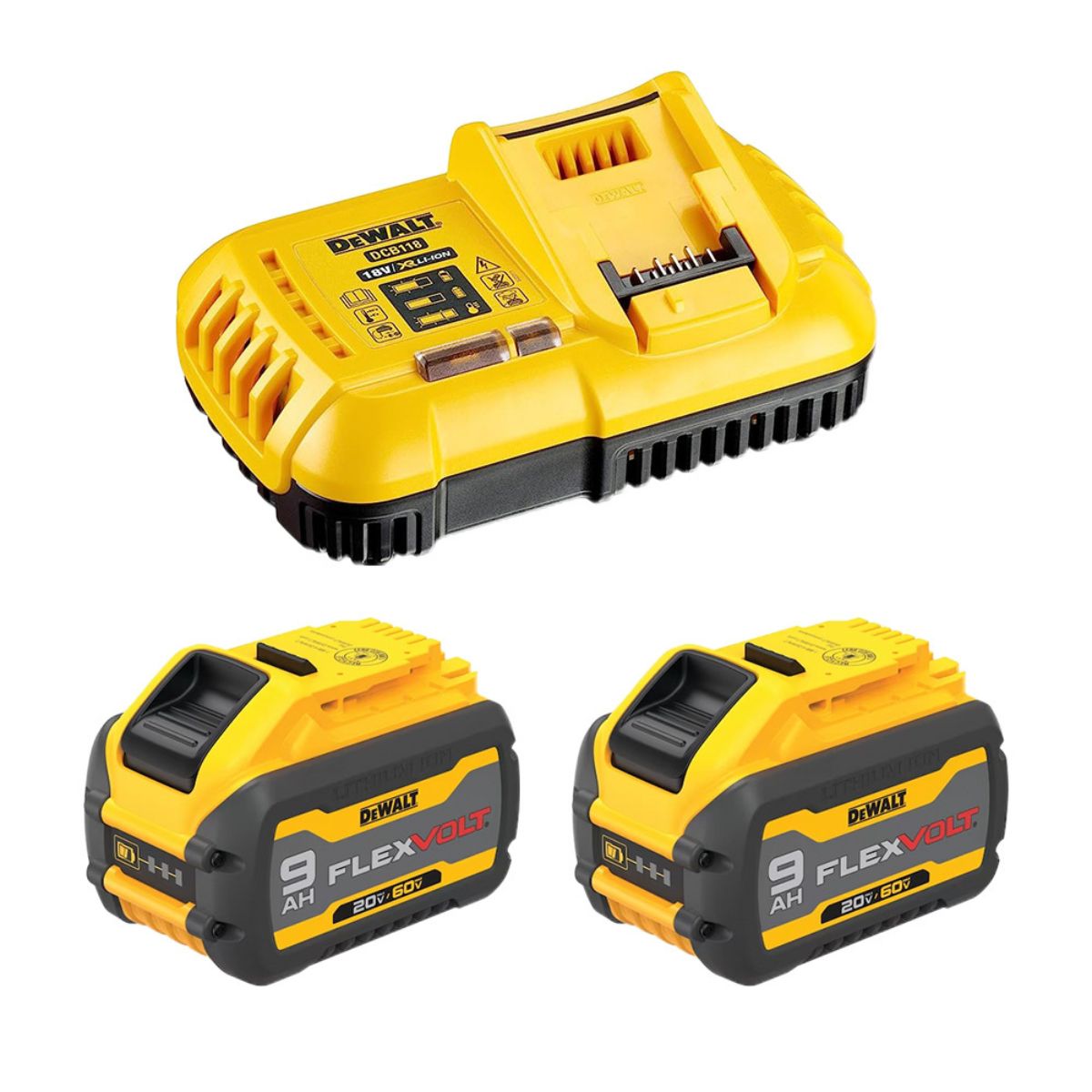 DeWalt DCG460X2 54V Brushless FlexVolt 230mm Angle Grinder with 2 x 9.0Ah Batteries, Charger & Case - MonkeyTools