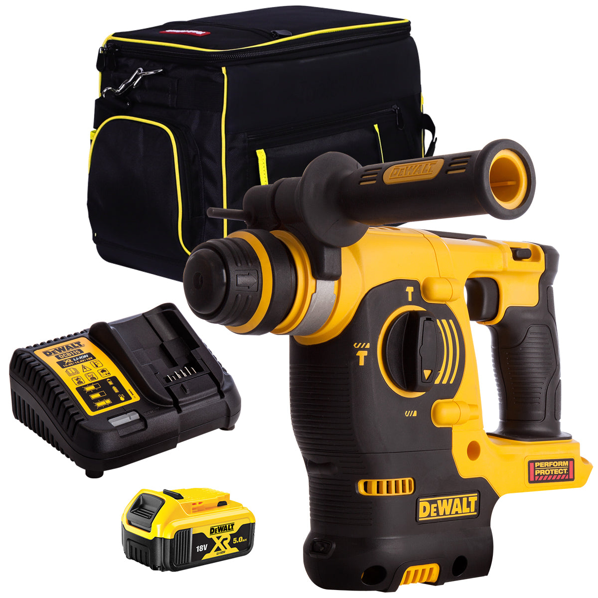 Dewalt DCH253N 18V SDS+ Rotary Hammer Drill with 2 x 5.0Ah Batteries & Charger in Bag - MonkeyTools