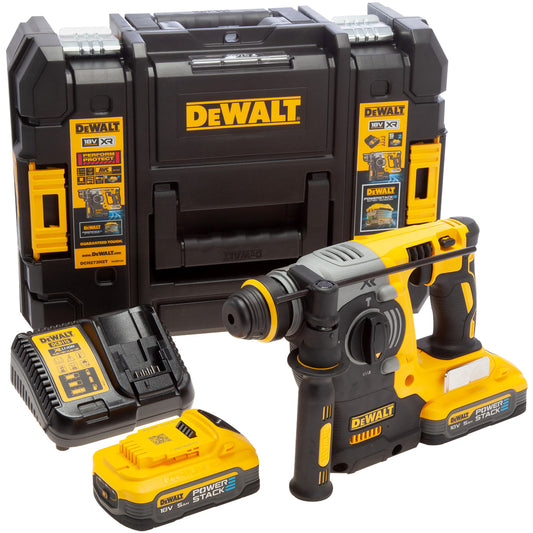 Dewalt DCH273H2T 18V XR Brushless SDS+ Hammer Drill with 2 x 5.0Ah Powerstack Batteries, Charger & TSTAK Case - MonkeyTools