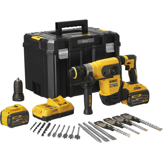 Dewalt DCH417X2 54V FlexVolt Brushless SDS+ Rotary Hammer Drill with 2 x 9.0Ah Batteries Charger & Case - MonkeyTools