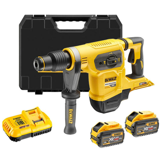 Dewalt DCH481X2 54V FlexVolt Brushless SDS Max Hammer Drill with 2 x 9.0Ah Batteries Charger & Case - MonkeyTools