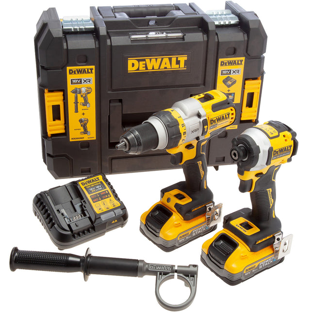 DeWalt DCK2052H2T-GB 18V XR Brushless Combi Drill + Impact Driver with 2 x 5.0Ah Powerstack Battery Charger & Case - MonkeyTools
