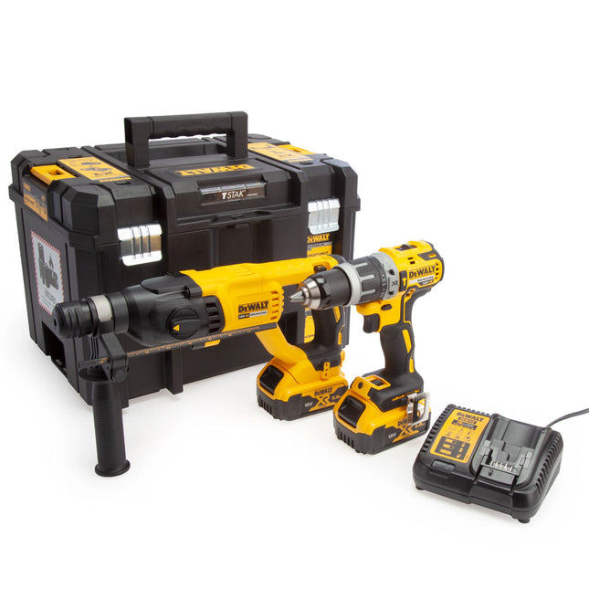 Dewalt DCK2071P2T 18V SDS Plus Hammer Drill & Combi Drill with 2 x 5.0Ah Battery Charger In Case - MonkeyTools