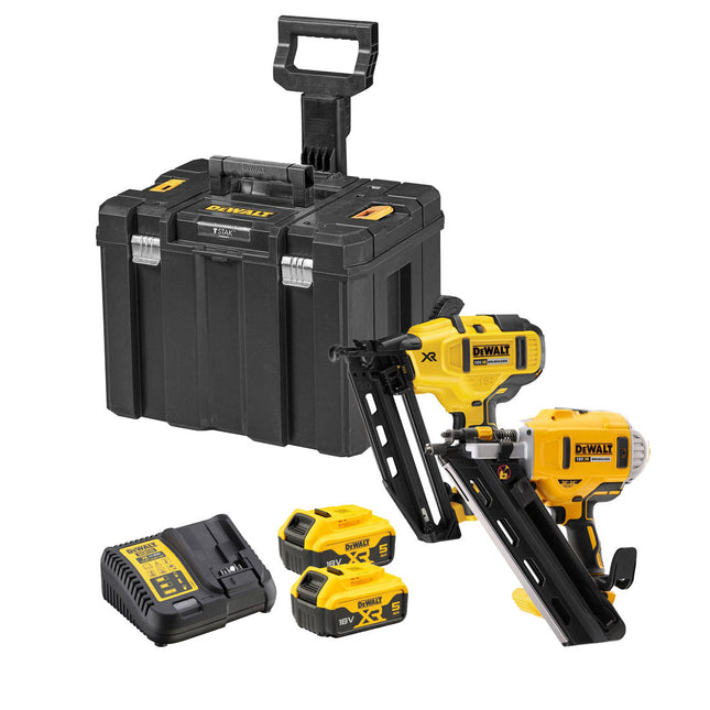Dewalt DCK264P2T 18V Twin Pack Brushless Nailer 2 x 5.0Ah Battery Charger & TSTAK - MonkeyTools