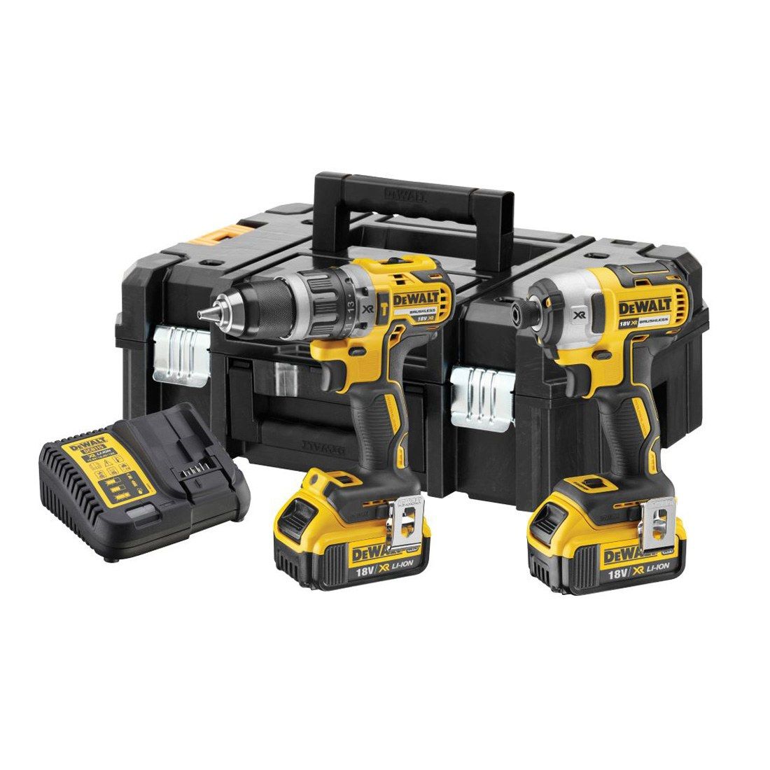 Dewalt DCK266M2T 18V Brushless Twin Kit with 2 x 4.0Ah Battery Charger & TSTAK Box - MonkeyTools