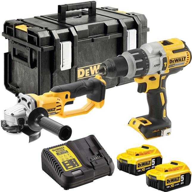Dewalt DCK278P2 18V Combi Drill & Angle Grinder Twin Kit 2 x 5.0Ah Battery & Box - MonkeyTools
