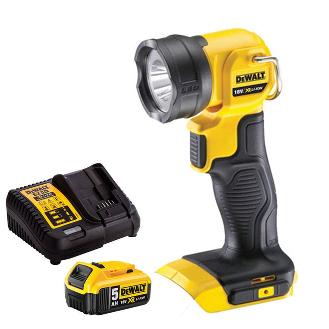 DeWalt DCL040N 18V Cordless Work Light Torch with 1 x 5.0Ah Battery & Charger - MonkeyTools