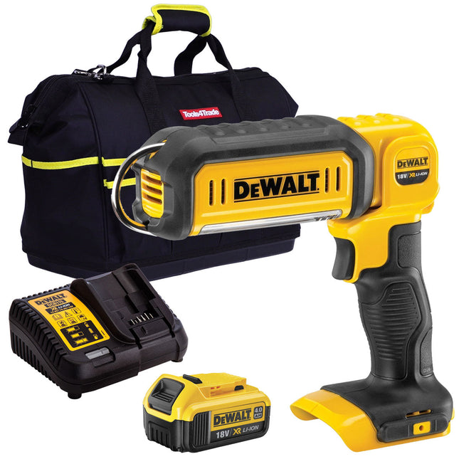Dewalt DCL050N 18V Handheld LED Work Light Torch with 1 x 4.0Ah Battery Charger & Bag - MonkeyTools