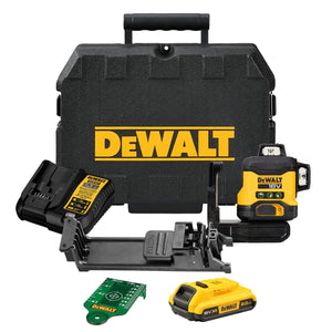 Dewalt DCLE34031D1 18V Compact 3 x 360 Green Laser with 1 x 2.0Ah Battery, Charger & Case - MonkeyTools