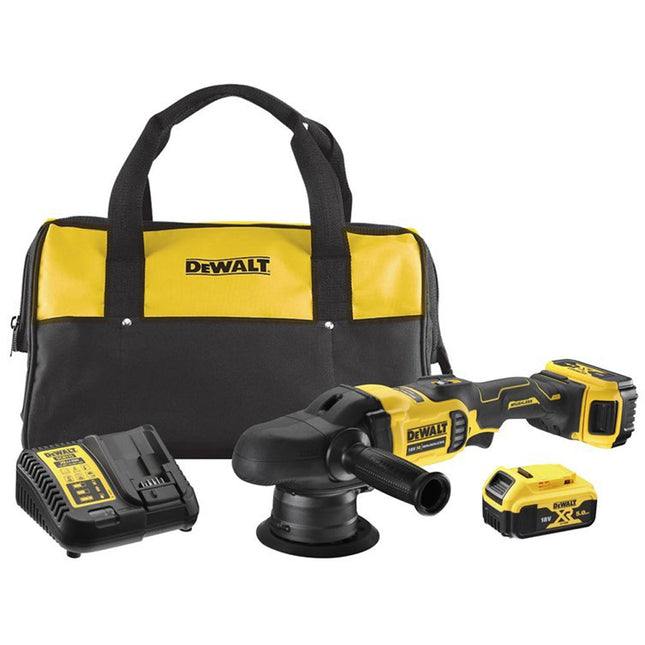 Dewalt DCM848P2 18V Brushless 125mm Dual Action Polisher 2 x 5.0Ah Battery Charger & Bag - MonkeyTools