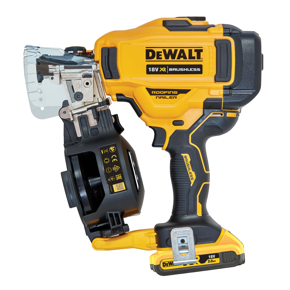 Dewalt DCN45RND2 18V XR Brushless Roofing Coil First Fix Nailer with 2 x 2.0Ah Battery & Charger In Case - MonkeyTools