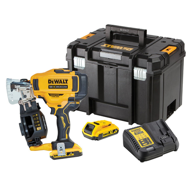 Dewalt DCN45RND2 18V XR Brushless Roofing Coil First Fix Nailer with 2 x 2.0Ah Battery & Charger In Case - MonkeyTools