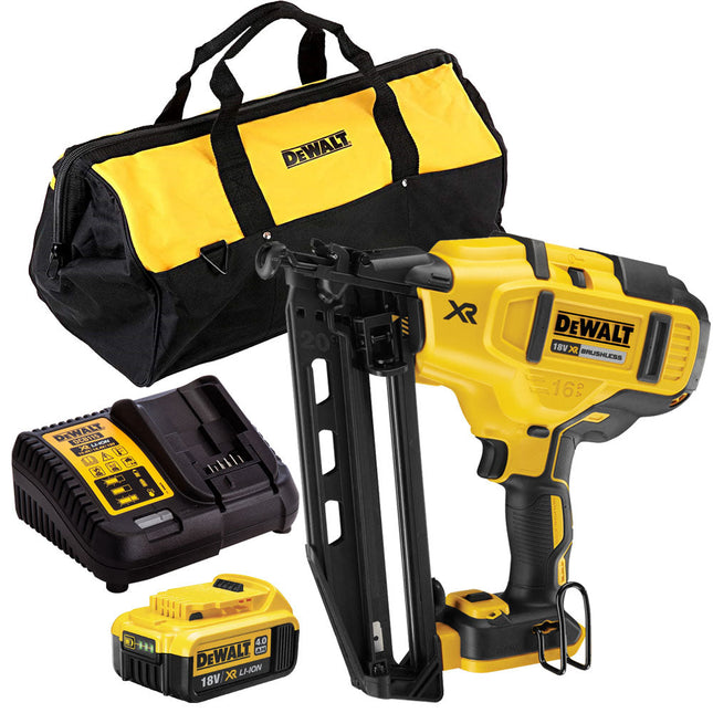 DeWalt DCN660N 18V Brushless Second Fix Nailer with 1 x 4.0Ah Battery, Charger & 24" Bag - MonkeyTools