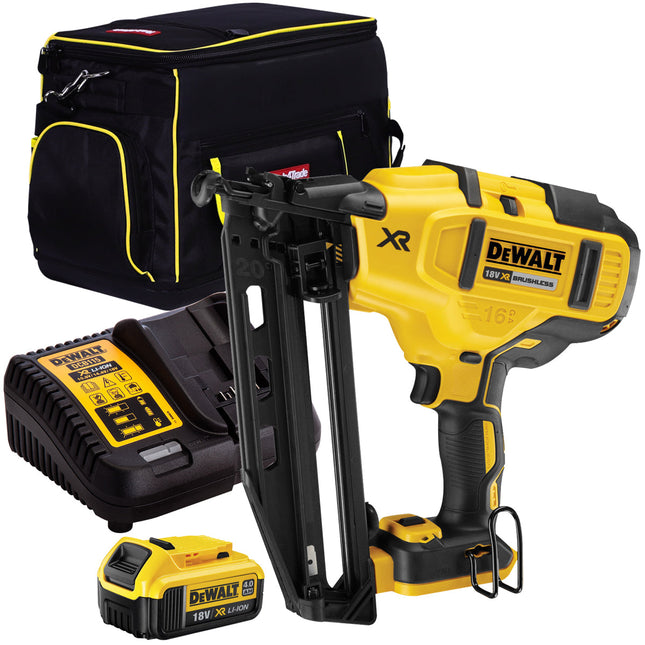 DeWalt DCN660N 18V Brushless Second Fix Nailer with 1 x 4.0Ah Battery, Charger & Bag - MonkeyTools