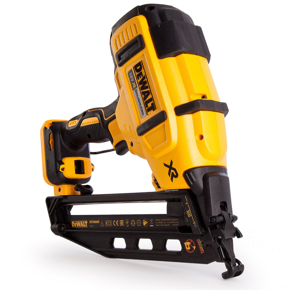 DeWalt DCN660N 18V Brushless Second Fix Nailer with 1 x 5.0Ah Battery Charger & 20" Bag - MonkeyTools