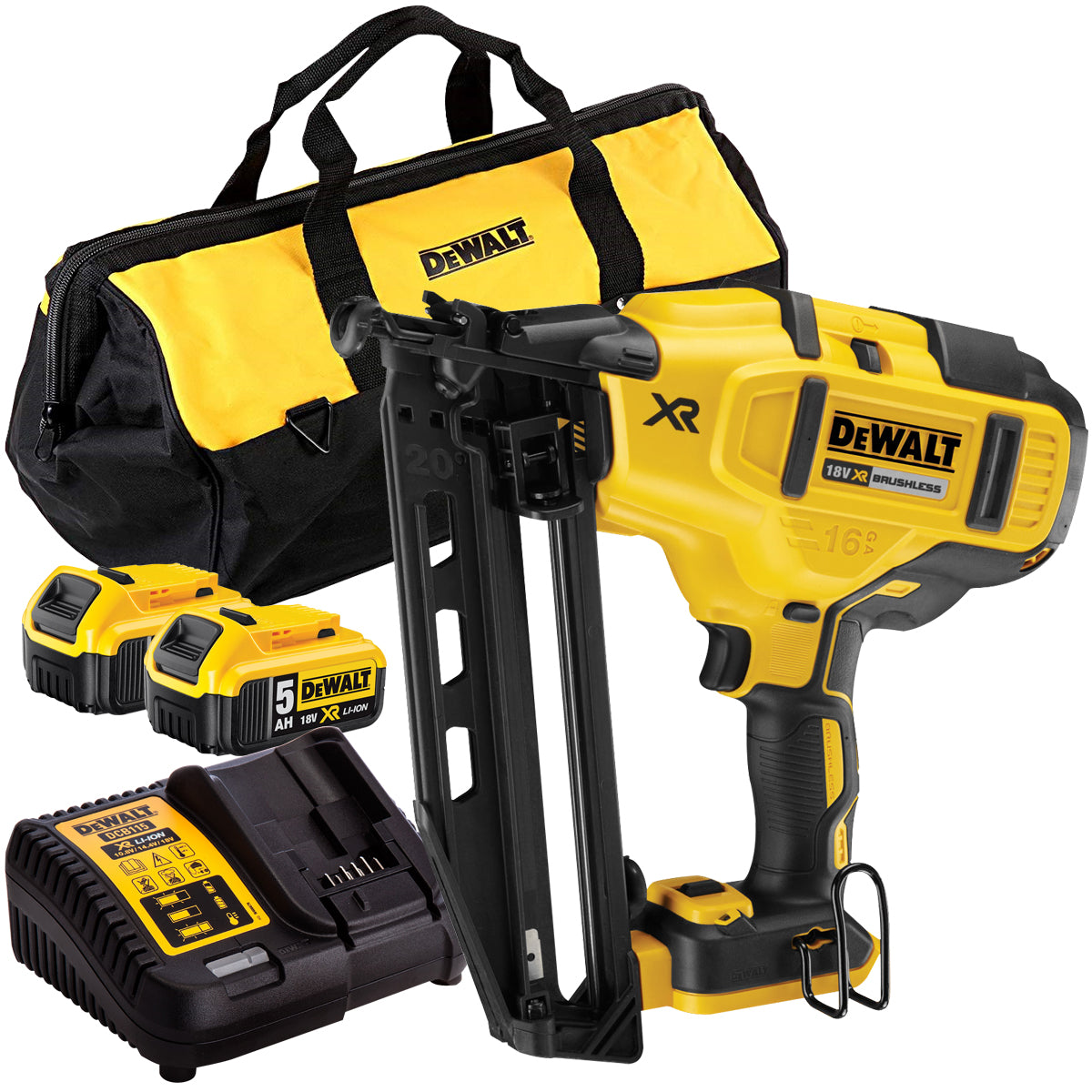 DeWalt DCN660N 18V Brushless Second Fix Nailer with 2 x 5.0Ah Battery & Charger T4TKIT-829 - MonkeyTools