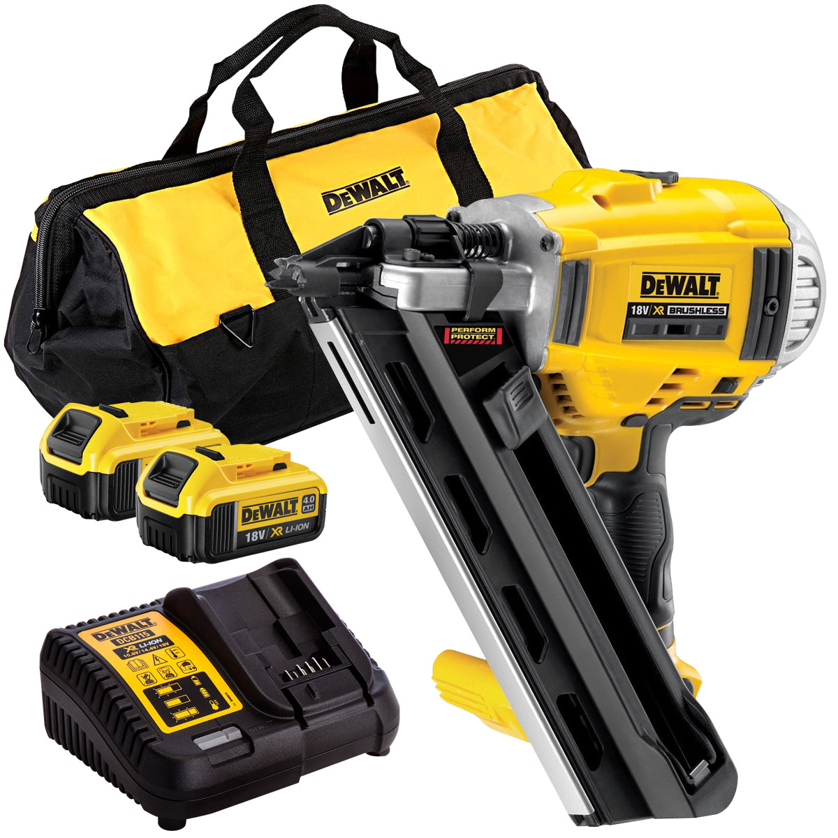 Dewalt DCN692 18V Brushless First Fix Framing Nailer with 2 x 4.0Ah Battery & Charger T4TKIT-826 - MonkeyTools