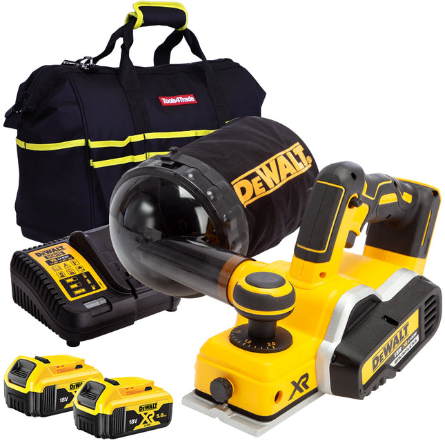 Dewalt DCP580P2 18V Brushless 82mm Planer with 2 x 5.0Ah Batteries, Charger & Bag - MonkeyTools