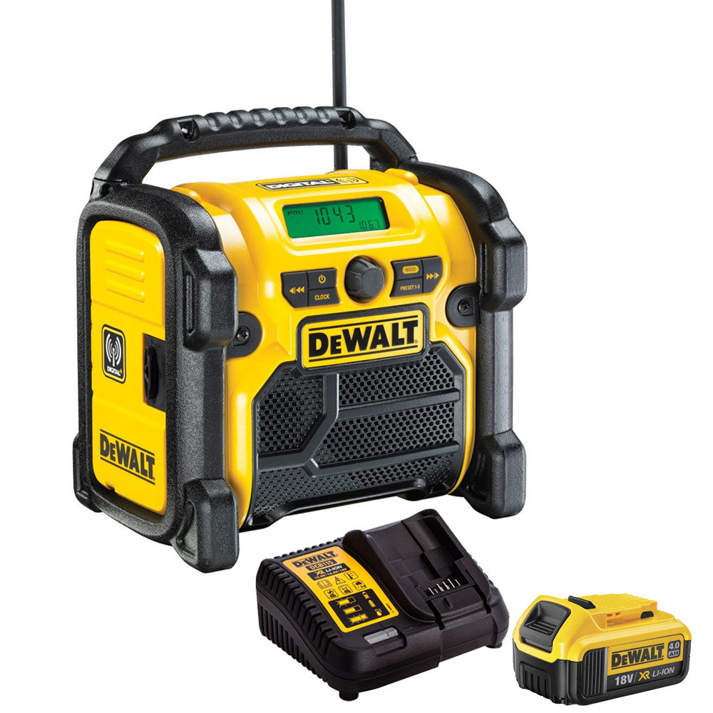 Dewalt DCR020 240V Compact DAB Radio with 1 x 4.0Ah Battery & Charger - MonkeyTools