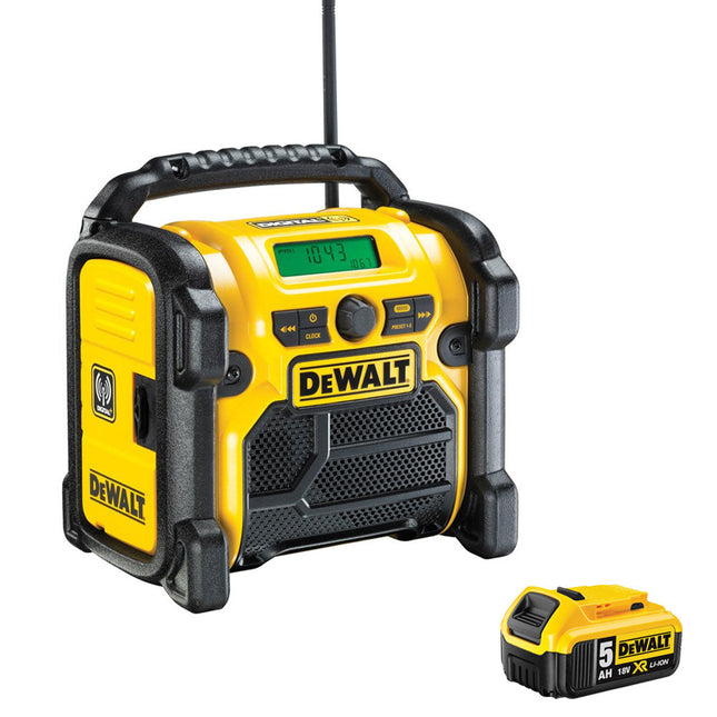 Dewalt DCR020 240V Compact DAB Radio with 1 x 5.0Ah Battery - MonkeyTools
