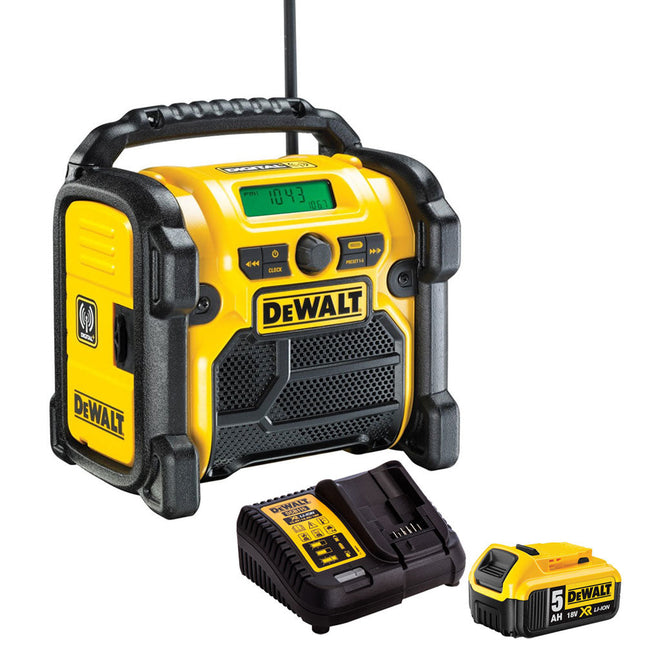 Dewalt DCR020 240V Compact DAB Radio with 1 x 5.0Ah Battery & Charger - MonkeyTools
