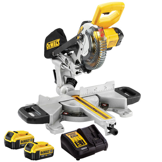 DeWalt DCS365M2 18V XR 184mm Mitre Saw with 2 x 4.0Ah Battery & Charger - MonkeyTools