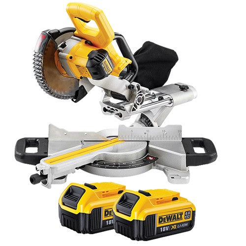 DeWalt DCS365N 18v XR 184mm XPS Slide Mitre Saw Body With 2 x 4.0Ah Batteries - MonkeyTools