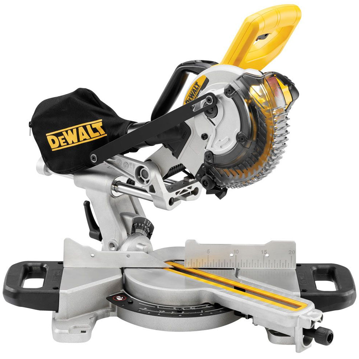 Dewalt DCS365N 18V XR Cordless 184mm Slide Mitre Saw with 2 x 5.0Ah Batteries & Charger + Leg Stand - MonkeyTools