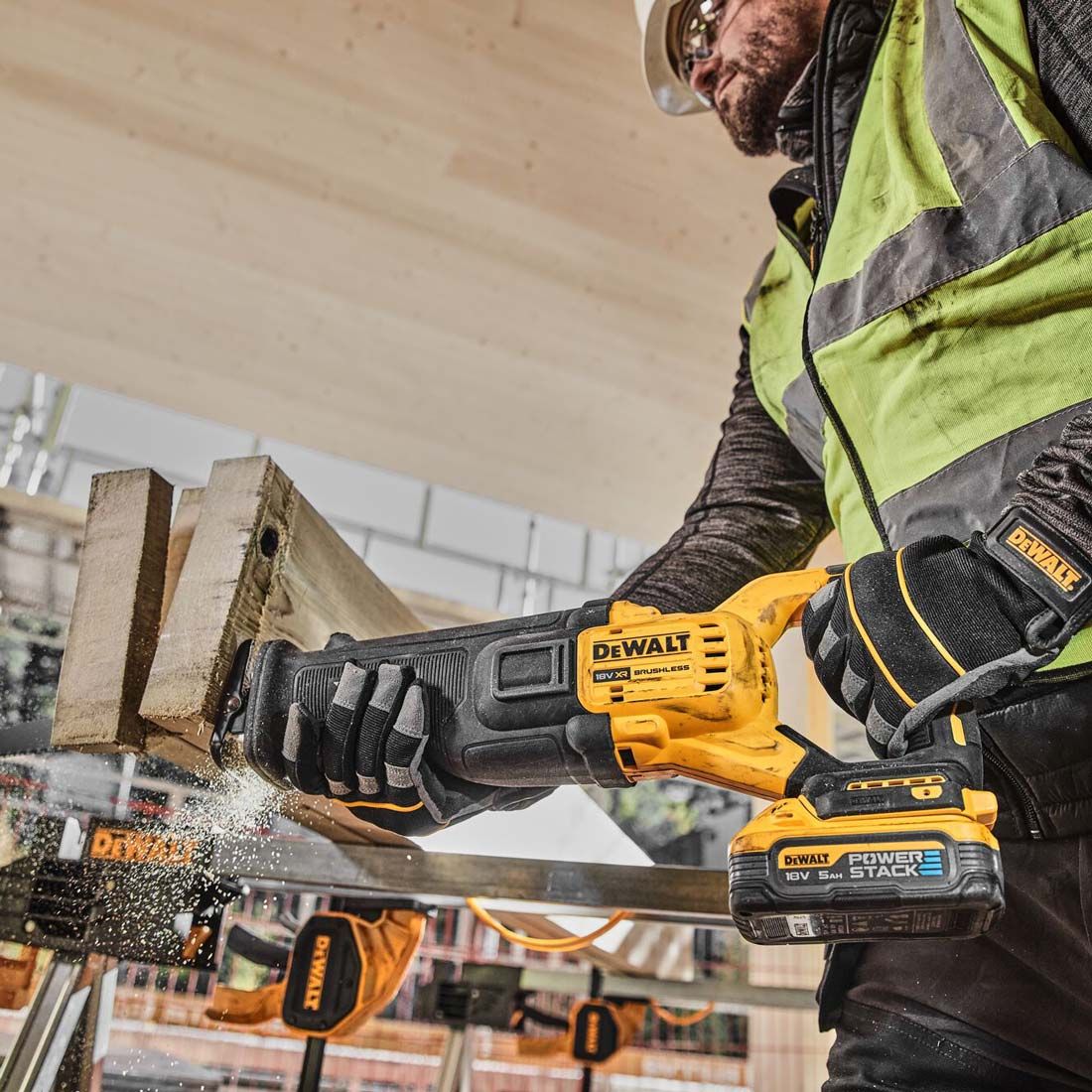 DeWalt DCS386H2T 18V XR Brushless Reciprocating Saw with 2 x 5.0Ah Powerstack Battery, Charger & Case - MonkeyTools