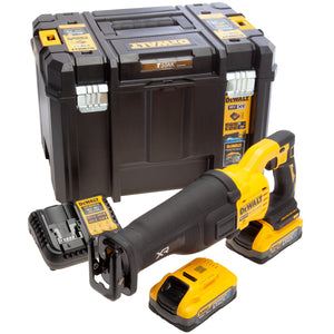 DeWalt DCS386H2T 18V XR Brushless Reciprocating Saw with 2 x 5.0Ah Powerstack Battery, Charger & Case - MonkeyTools
