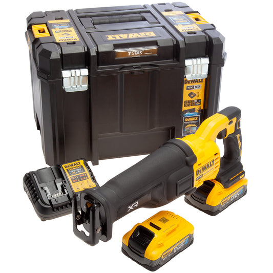DeWalt DCS386H2T 18V XR Brushless Reciprocating Saw with 2 x 5.0Ah Powerstack Battery, Charger & Case - MonkeyTools