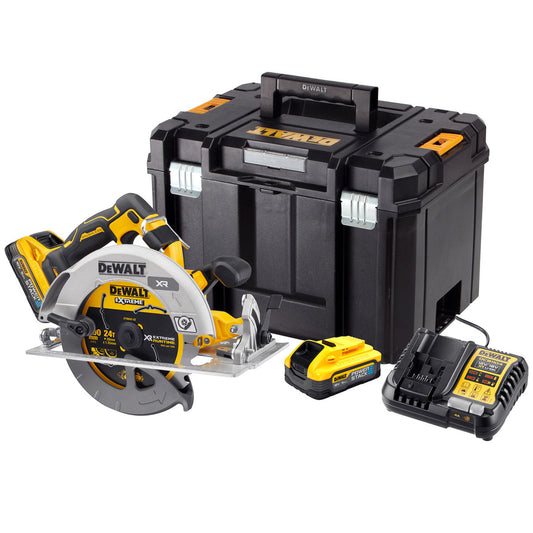 Dewalt DCS573H2T 18V XR Brushless 190mm Circular Saw with 2 x 5.0Ah Powerstack Batteries, Charger & TSTAK Case - MonkeyTools