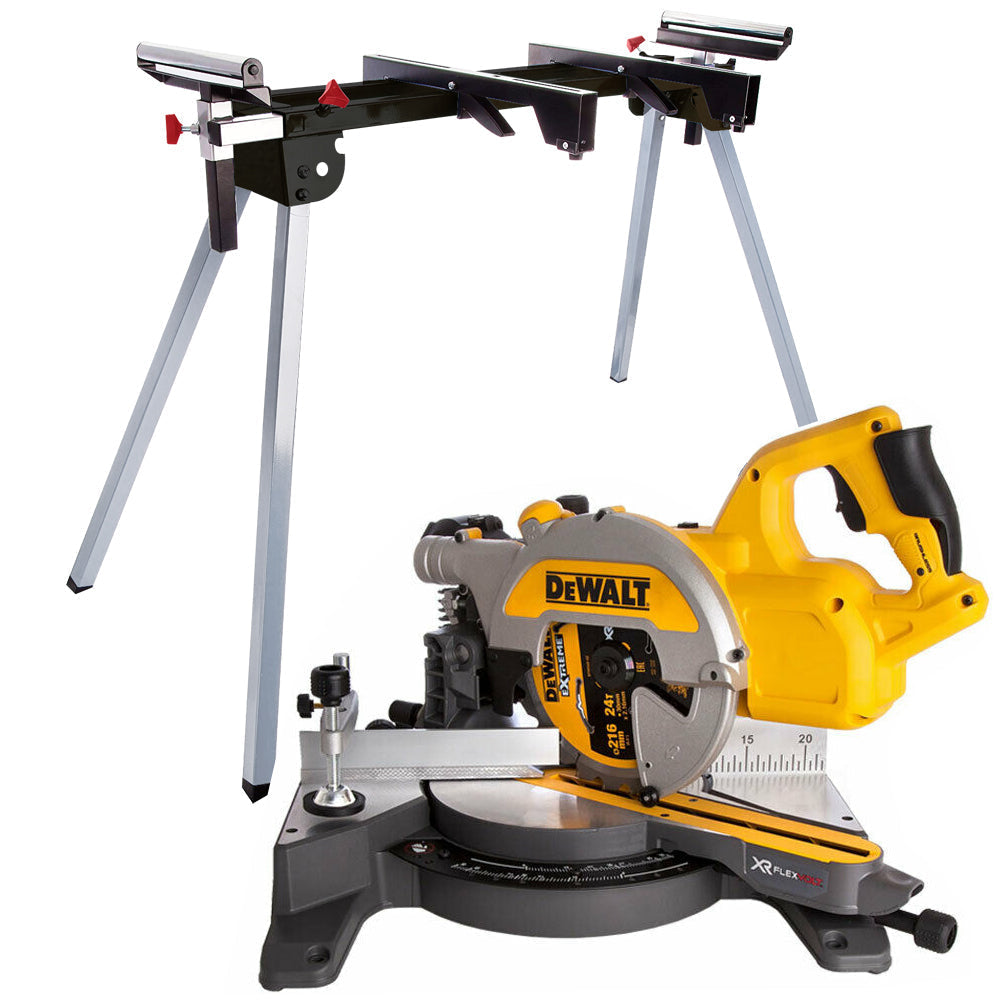 Dewalt DCS777N 54V XR 216mm Brushless Flexvolt Mitre Saw Body With Leg Stand - MonkeyTools