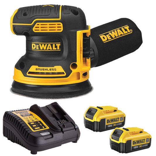 Dewalt DCW210N 18V Brushless 125mm Sander with 2 x 4.0Ah Batteries & Charger - MonkeyTools